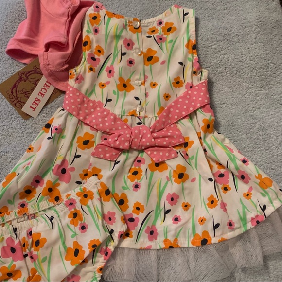 🐇 Sugah & Honey Baby Girls Size 12 months NWT Dress Easter Spring 3 pc set - Picture 7 of 7